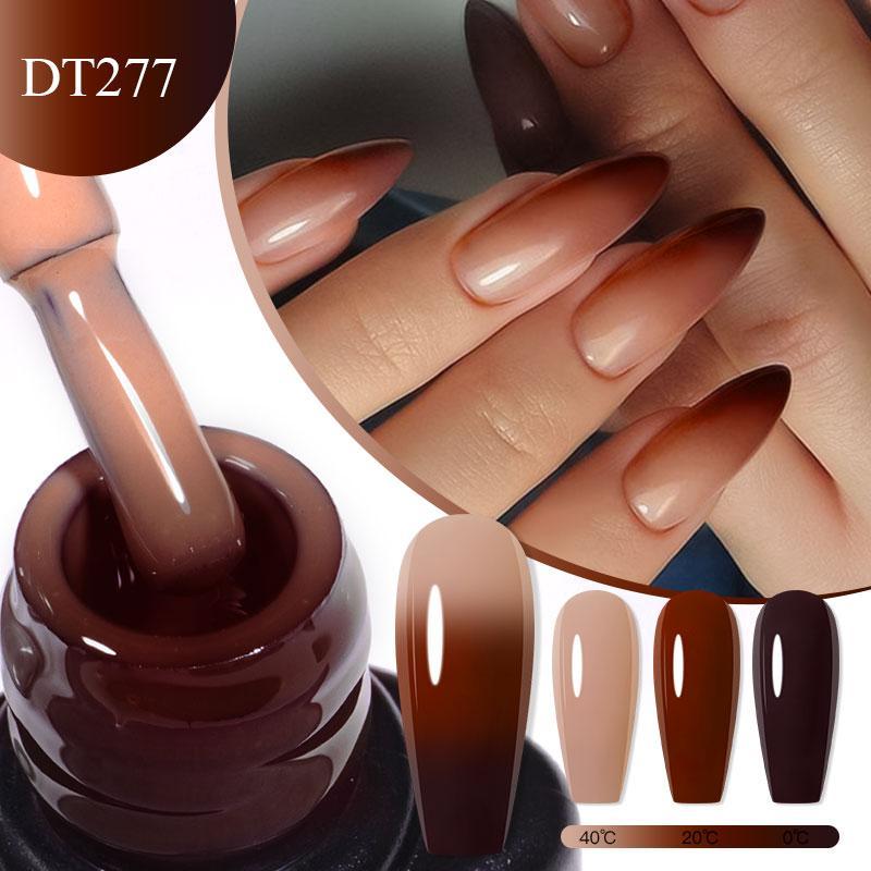 Thermal Gel Nail Polish Set, 6 Counts set Brown Gray Temperature Changes Color UV Glitter Nail Gel, Soak Off Gel, Nail Art & Nail Polish for Women & Girls