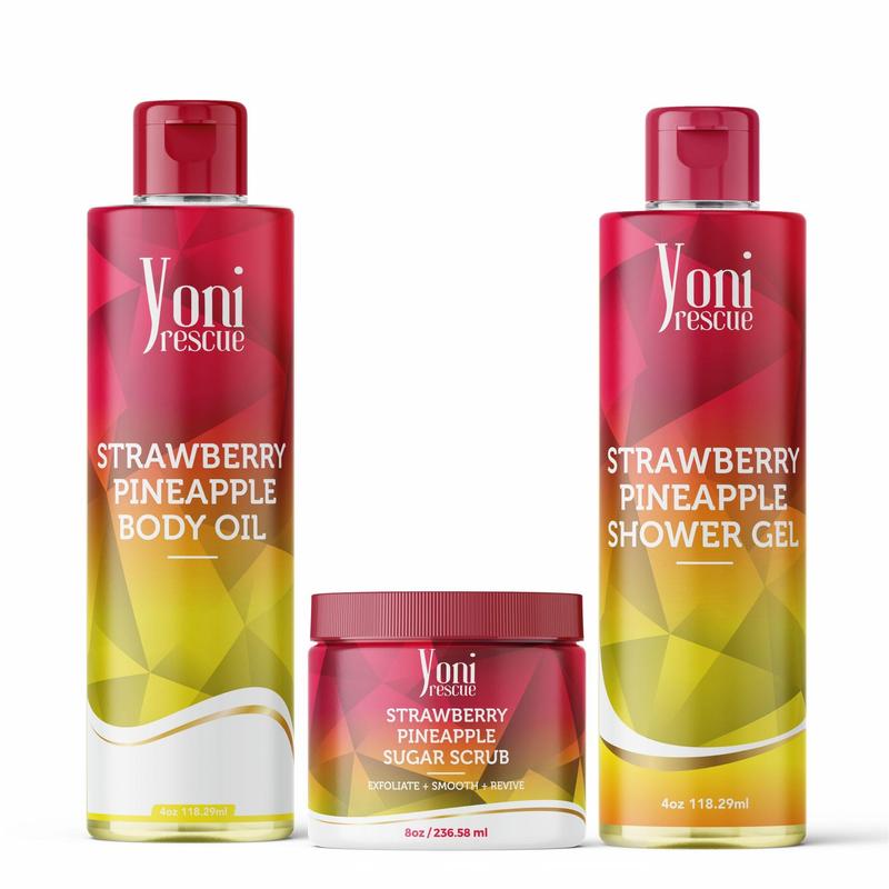 Strawberry Pineapple Trio Bundle - Shower Gel + Body Oil + Sugar Scrub