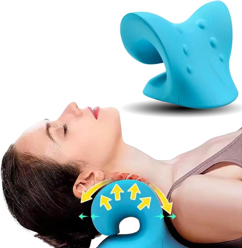 Neck Hump Corrector and Stretcher for Neck Pain Relief, Cervical Traction Device for TMJ, Blue - Comfort