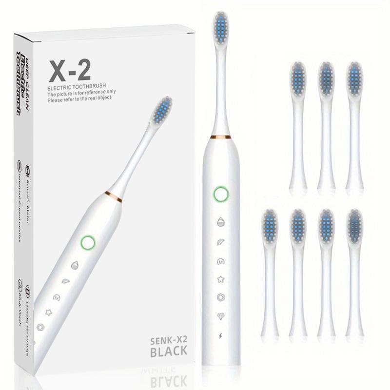 Electric Toothbrush Set, 1 Box Waterproof Rechargeable Toothbrush & Replacement Brush Heads, Oral Care Toothbrush for Adults & Teens