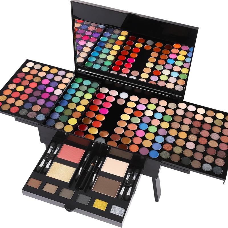 Makeup Sets Full Kits - 190 Colors Cosmetic Gift Set with Eyeshadow, Blush, Eyebrow Powder, Face Concealer, Eyeliner Pencil, and Full-Size Mirror, Complete Makeup Palette Kit