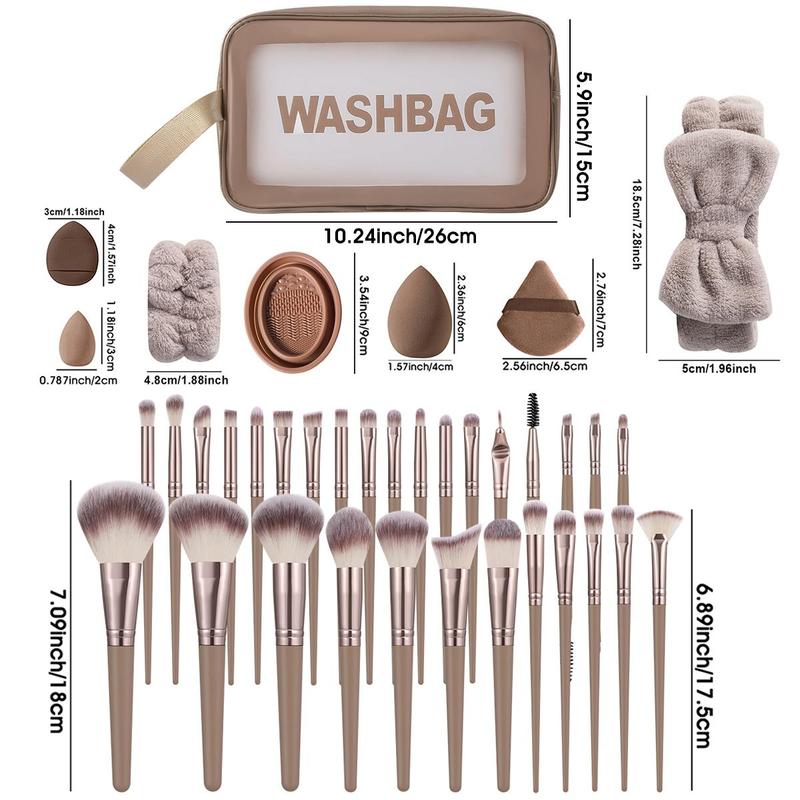 Makeup Tool Set, 55pcs set Makeup Brush Set & Sponge & Powder Puff & Headband & Wristband & Cleaning Tool & Wash Bag, Professional Makeup Tools for Women, Christmas Gift