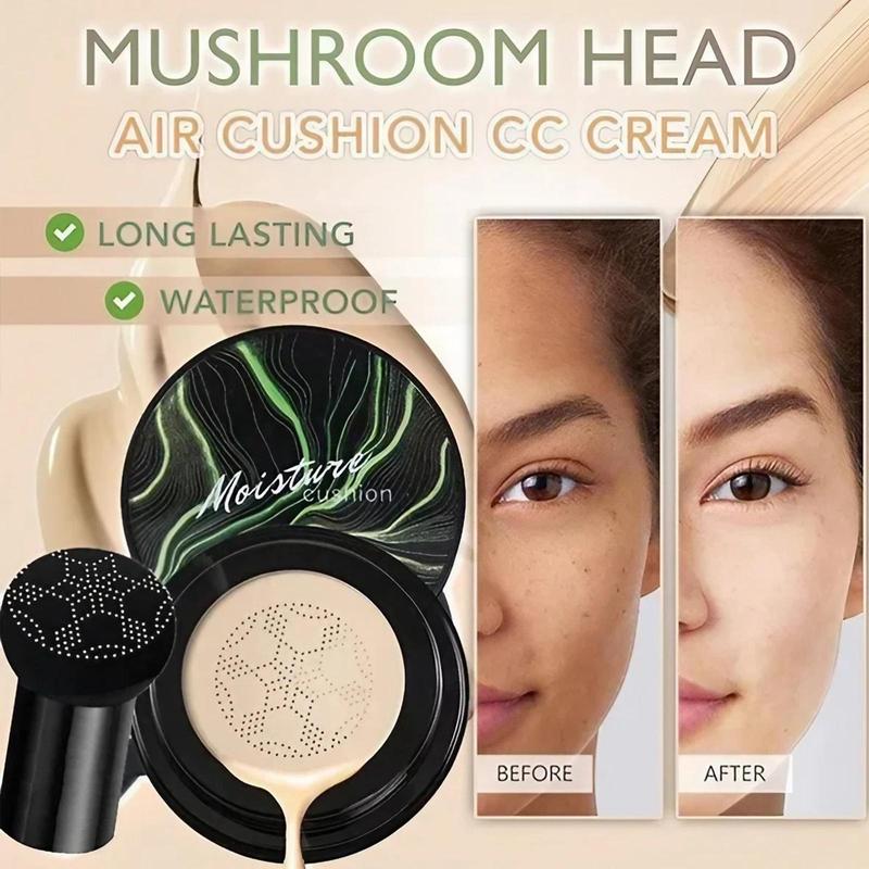 Long-lasting Moisturizing Air Cushion CC Cream, 1 Count Waterproof Concealer Foundation, Full Coverage Flawless Makeup Cream, Christmas Gift