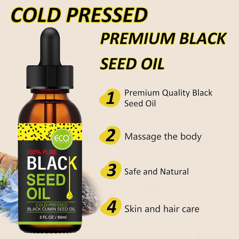 ECO FINEST Black Seed Oil - 3 Times Thymoquinone, 100% Turkish Black Cumin Seed Oil, Liquid Pure Blackseed Oil,  Skincare Skin Repair Serums Comfort