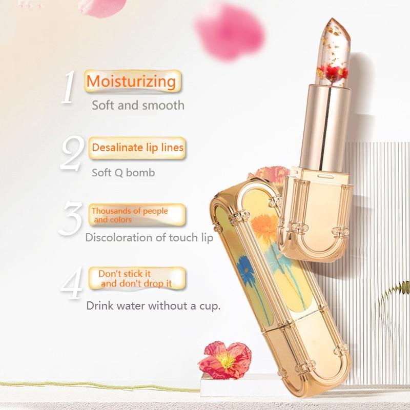 Flower Design Temperature Color Changing Lipstick, Thermochromic Lipstick, Moisturizing Long Lasting Tinted Lip Balm