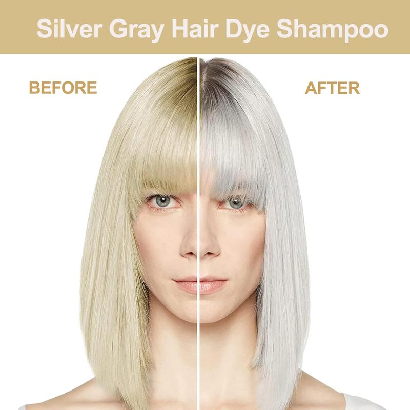 3-in-1 Silver Gray Hair Dye Shampoo - Long-Lasting Natural Color with Herbal Ingredients, Suitable for All Hair Types, Grey Hair Solution for Men & Women