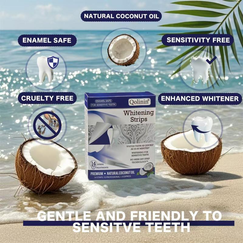 Teeth Whitening Strips (7-day treatment) - Enamel Safe - Coconut Oil for Sensitive Teeth - Whitening Designed with Care for a Brighter Smile