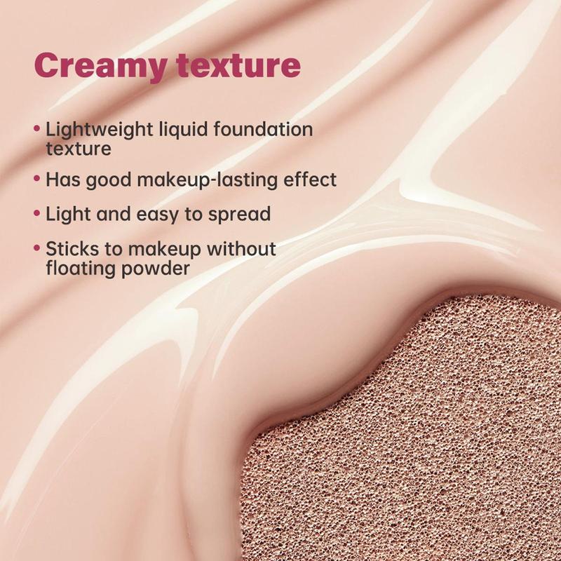 Long Lasting Air Cushion Foundation, Natural Lightweight Foundation, Moisturizing Full Coverage Flawless Makeup Cream, Makeup Product for Women & Girls