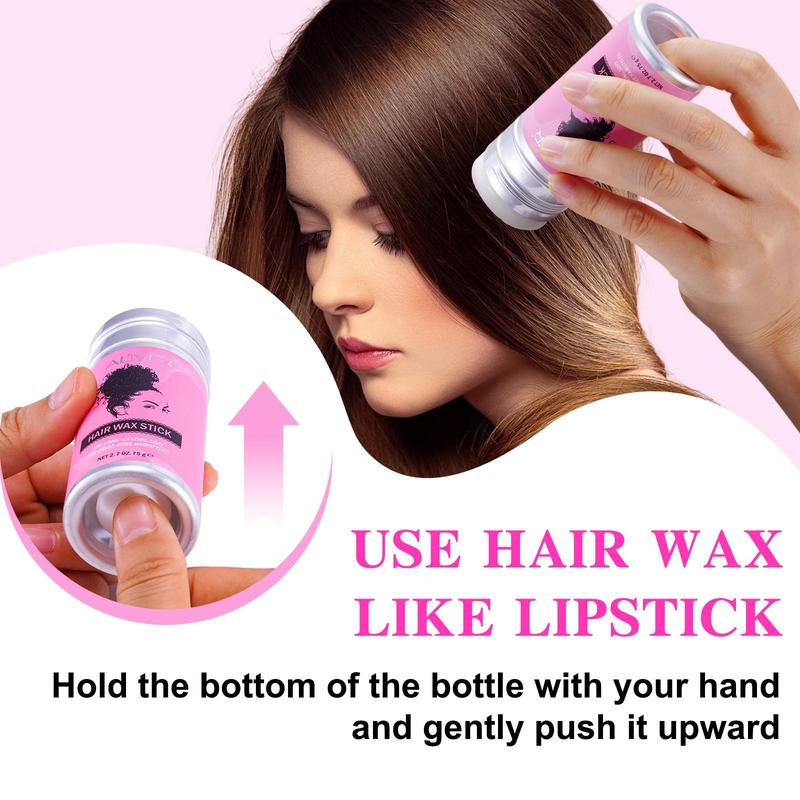 Hair Wax Stick with 3 Counts Comb, Long-lasting Styling Hair Wax Stick, Non-greasy Hair Styling Product for Women & Men