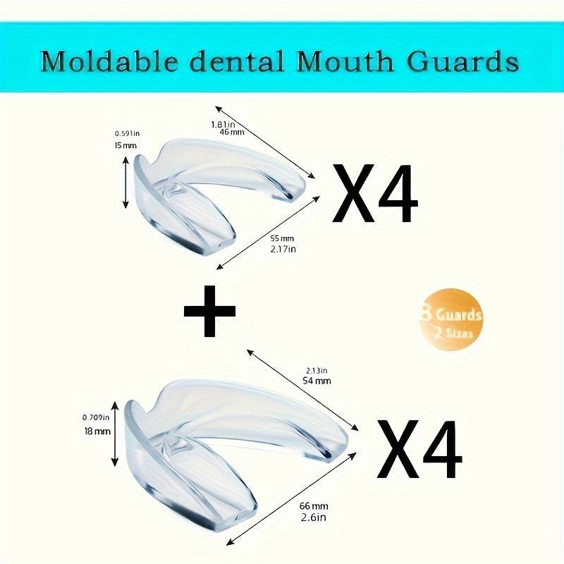 Transparent Mouth Guard, 8 Counts set Mixed Size Mouth Guard for Grinding Teeth, Odorless Night Tooth Protector for Men & Women