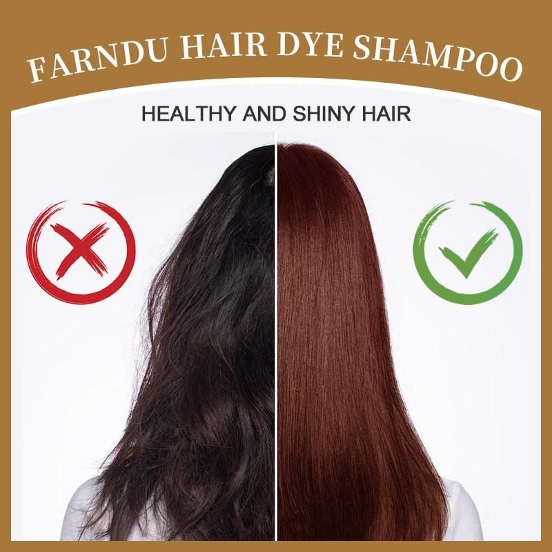 FARNDU-Hair Dye Shampoo(Buy 1 Get 7), Gray Hair Coverage, 3 in 1 (+Shampoo+Conditioner), Multiple Colors Available, 10 Mins Hair Color, Glossy and bright, For Men & Women, Long Lasting, Plant extracts, Fruity aroma Ammonia-Free Mild (400 mL)-Light Auburn