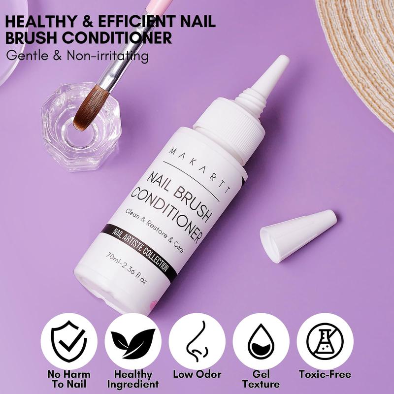 Makartt Nail Art Brushes Conditioner Cleaner, Cleaner & Restorer & Care Brush Bristles, Acrylic Brush Cleaner Gel Used for Solid Gel Polish Nail Art Liner Builder Gel Manicure Brush - 70ml 2.36 fl. oz Cleansing Cleanser Nail Care Nail Polish