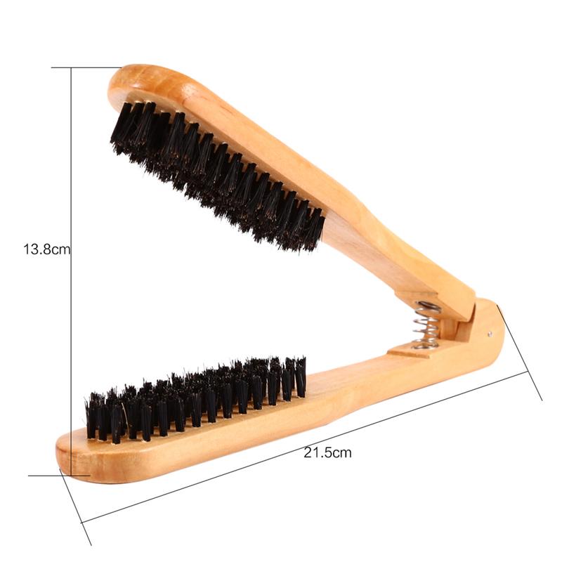 Professional Hairdressing Comb Double Brushes Wooden Anti static Hair Straightener Tool