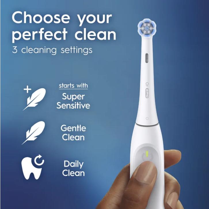 Oral-B iO Series 2 Rechargeable Electric Toothbrush, White with 1 Gentle Brush Head - Pressure Sensor 3 Modes 2 Min Timer