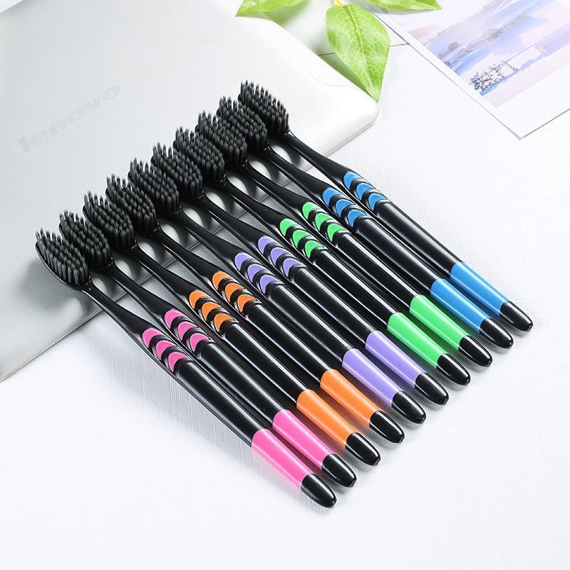 Mixed Color Toothbrushes, 10pcs Deep Cleaning Charcoal Toothbrush Set for Adults, Oral Care Product