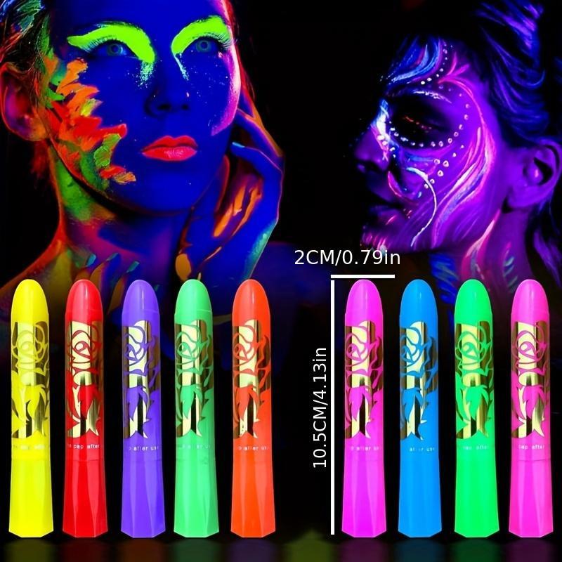 Glow in The Dark Face Paint Stick, 1 Set 10 Colors UV Light Face Body Paint Stick, Marker Pen for Cosplay Party, Party Supplies