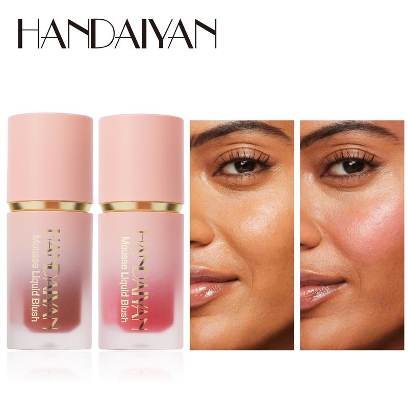 HANDAIYAN Velvet Mousse Liquid Blush, Matte Natural Silky Smooth Blush Stick with Applicator, Lightweight, Long-wearing, Smudge Proof, Natural-looking Makeup Cosmetic