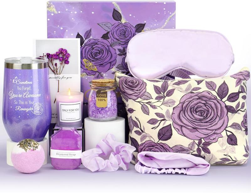 Self Care Spa Gifts Basket(10 Pcs) for Women - Get Well Soon, Birthday, and Unique Christmas Gifts Idea  Lavender Scent Relaxation Set for Mom, Friends, Wife