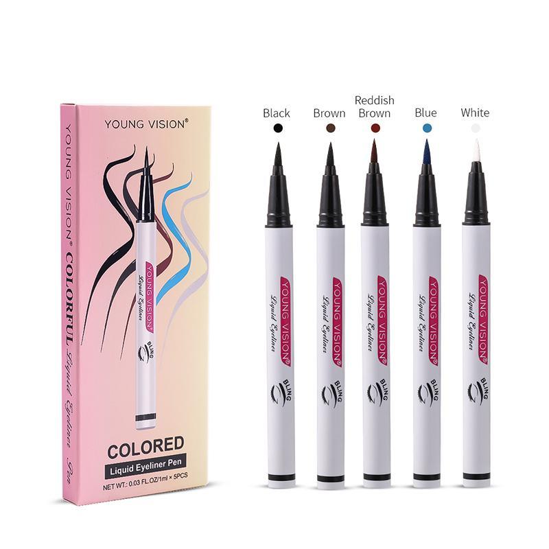 Waterproof Liquid Eyeliner, 5 Counts box Long Lasting Eyeliner Pen, Quick Drying Eyeliner Pen, Professional Daily Makeup Accessories