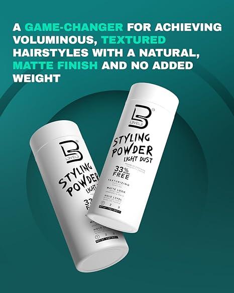 L3 Level 3 Light Hold Styling Powder - Natural Matte Hairstyle - Texturizing and Volumizing Haircare