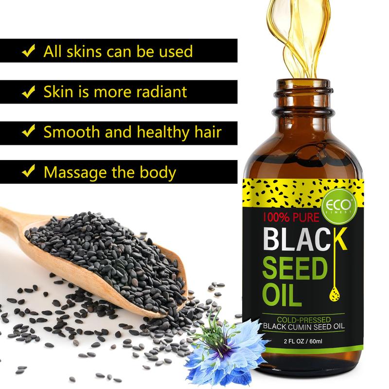 ECO FINEST Black Seed Oil - 3 Times Thymoquinone, 100% Turkish Black Cumin Seed Oil, Liquid Pure Blackseed Oil,  Skincare Skin Repair Serums Comfort