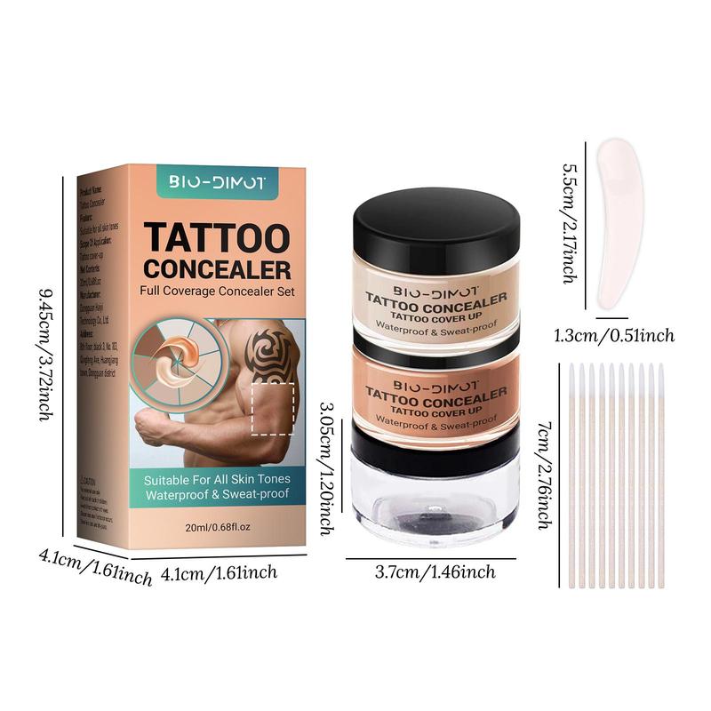 Tattoo Concealer, 1 Set Long-lasting Concealer, Body Makeup, Tattoo Cover Up Makeup, Sweat Proof Concealer for Tattoos, Scars