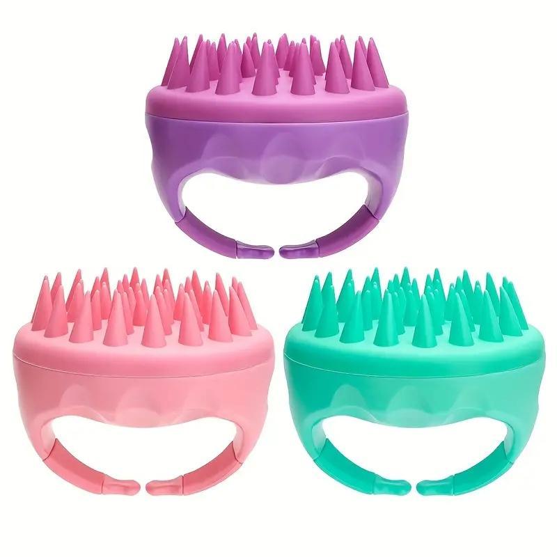 Silicone Scalp Massager Shampoo Comb, 3pcs set Scalp Scrubber Hair Brush, Manual Scalp Massage Tool for Daily Use