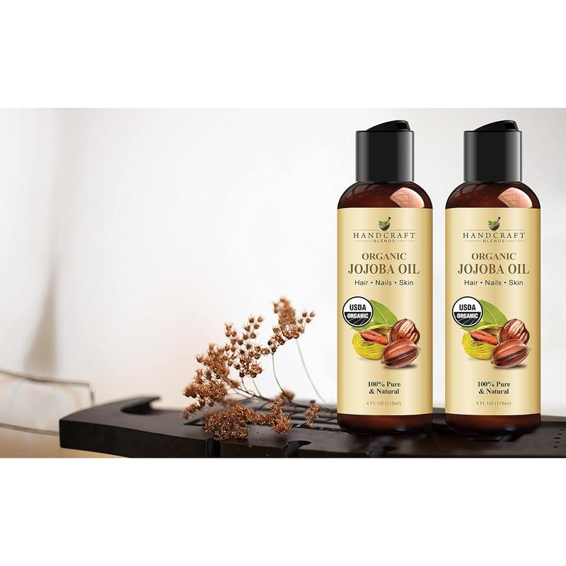 Handcraft Blends USDA Organic Jojoba Oil - 4 Fl Oz - 100% Pure and Natural - Premium Grade Oil for Skin and Hair - Anti-Aging Oil - Cold-Pressed and Hexane-Free Handcraft Blends Handcraft Blends Handcraft Blends Handcraft Blends