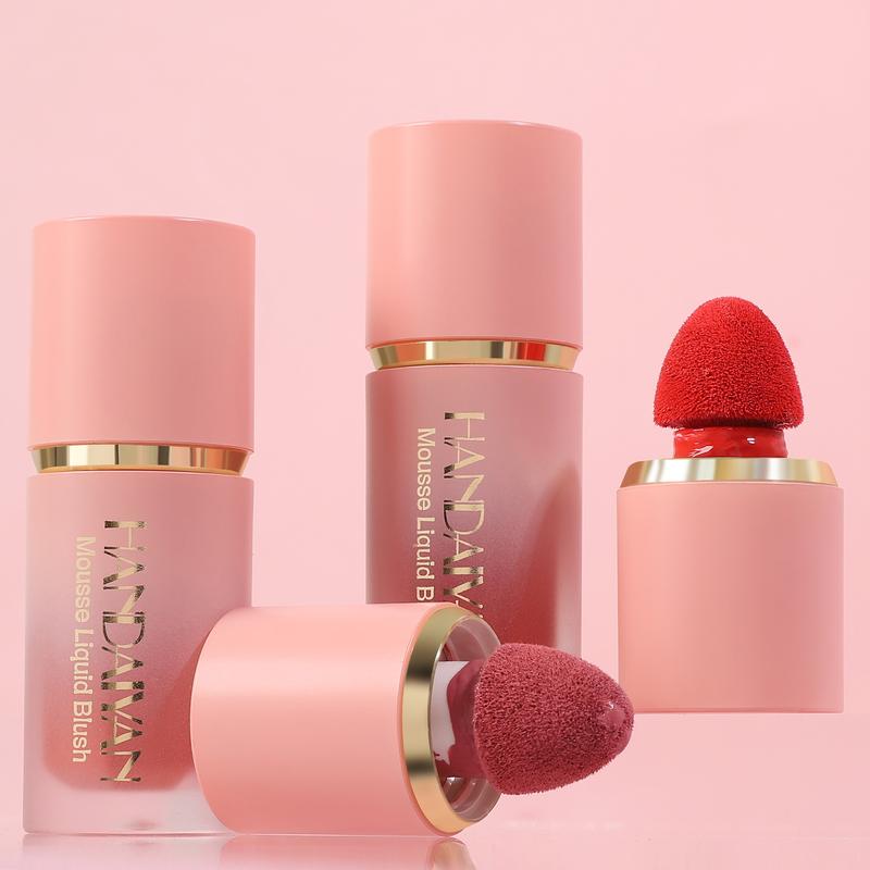 HANDAIYAN Velvet Mousse Liquid Blush, Matte Natural Silky Smooth Blush Stick with Applicator, Lightweight, Long-wearing, Smudge Proof, Natural-looking Makeup Cosmetic