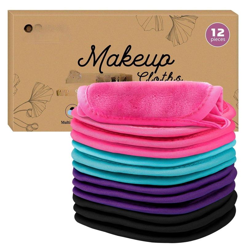 Makeup Remover Cloths 12-pack, reusable 5 x 5 inches Gentle cleansing of makeup