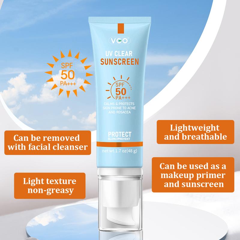 VGO-Buy one get one free Moisturizing Sun Cream SPF 50 PA+++ 48g Facial Lightweight Skincare Sunscreen Makeup Skin Repair