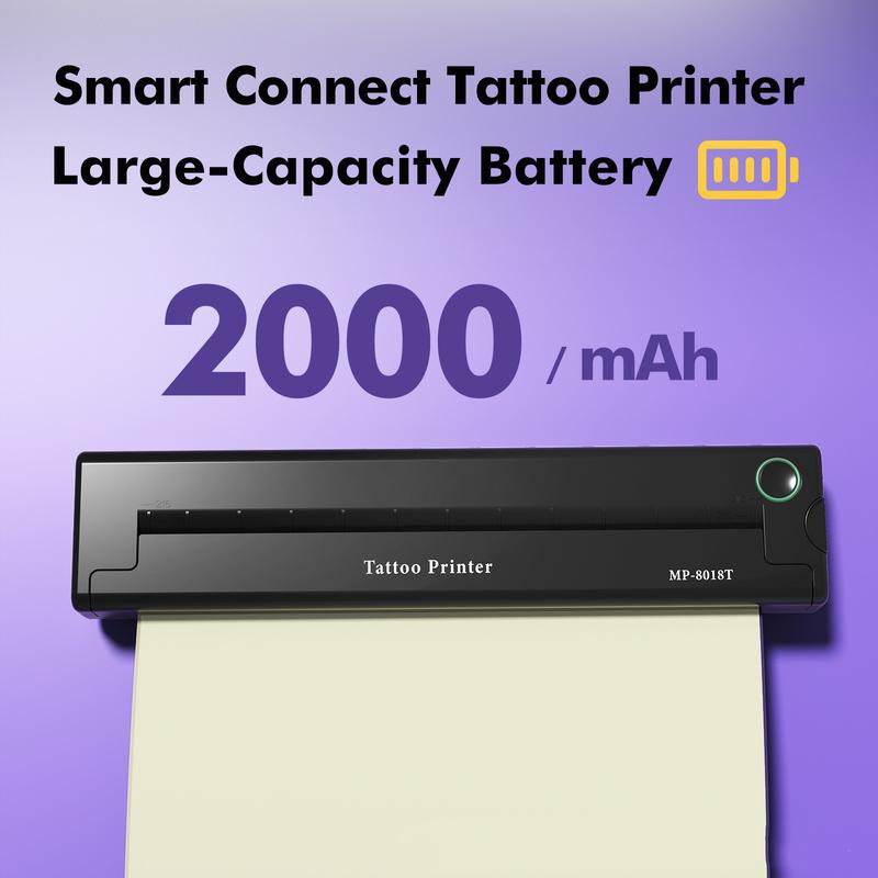 A46 Wireless Tattoo Printer Machine Mini 2000mAh Wireless Thermal Tattoo Stencil Printer for Tattooist Blacks