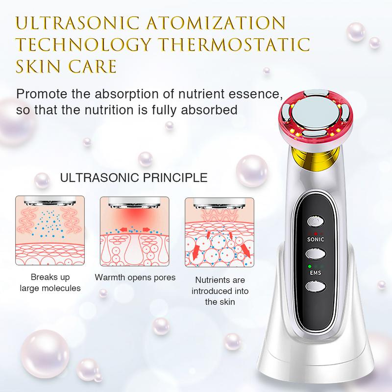 HiJOJO | Skin Rejuvenation Introducer - Upgraded Chip Dense Light Energy Sonic Red Photon Skin Face Massager Daily Facial Routine Household Beauty Salon Device Wireless Charger Comfort Gift Idea Comfort Instrument Sale