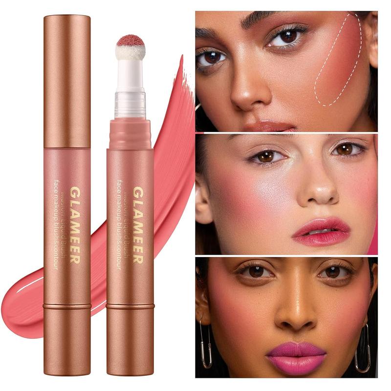 Blush Stick,Liquid Blush Stick,Silky Smooth Creamy Formula,Lightweight Blendable Blush Rouge Stick,Naturally Sculpted Look Professional Beauty Makeup Blush (01 02)