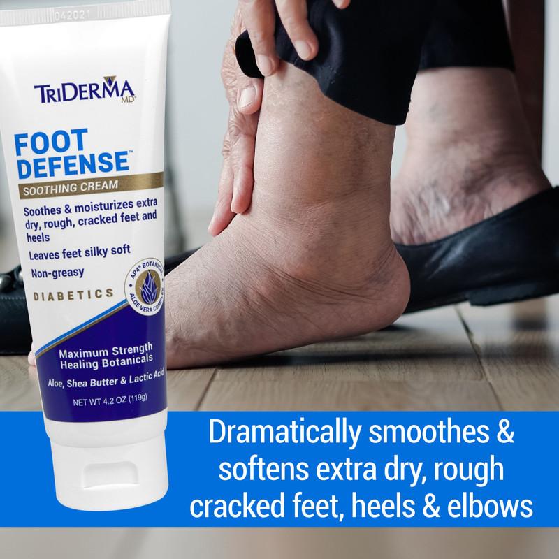 TriDerma Diabetics' Foot Cream for Dry Cracked Feet and Heels with Lactic Acid, Urea, AP4 Aloe Vera Gel, 4.2 oz Tube