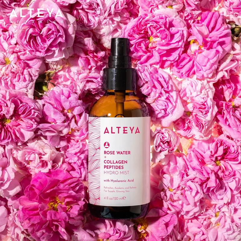 Alteya Rose Water Hydro Mist - Gentle Facial Toner with Collagen Peptides and Hyaluronic Acid - Hydrating Facial Skincare - Safe for Sensitive Skin