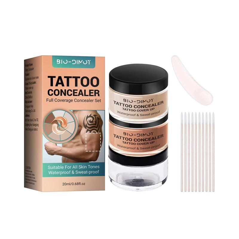 Tattoo Concealer, 1 Set Long-lasting Concealer, Body Makeup, Tattoo Cover Up Makeup, Sweat Proof Concealer for Tattoos, Scars