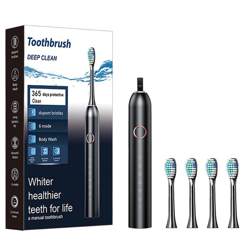 Portable Electric Toothbrush, 1 Set Electric Toothbrush with 6 Cleaning Modes & Time Reminder, Oral Care Product for Adults