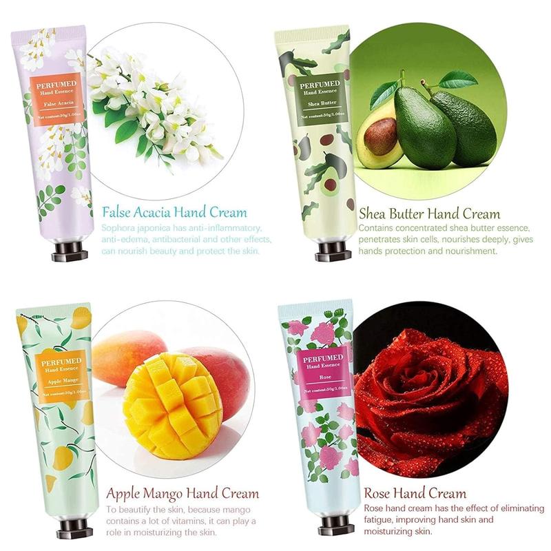 10 Pack Fruits Fragrance Hand Cream, Moisturizing Hand Care Cream Travel Gift Set With Shea Butter Natural Aloe and Vitamin E For Men And Women-30ml