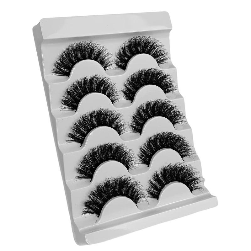 Fluffy False Eyelashes, 5 Pairs Natural Faux Cluster Lashes, Volumized False Eyelashes For Women And Girls Makeup Enhancement