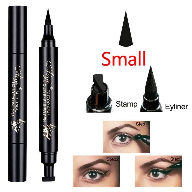 Summer Double-ended Eyeliner with Seal, Waterproof Long Lasting Eyeliner Pen, Professional Daily Makeup Accessories, Cosmetic Gift, Eyeliner Stamp, Eye Cosmetic for Music Festival Makeup, Summer Gift