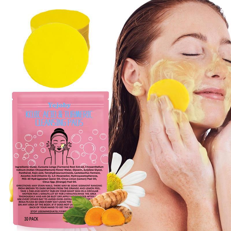 [$17.99 Get 2 Pack] Turmeric Cleansing Exfoliating Pads Facial Cleansing Skincare Comfort Turmeric & Ginger Cleansing Pads, 30pcs Bags Exfoliating Skin Care Pad, Deep Cleansing Facial Skin Care Product for Women & Men