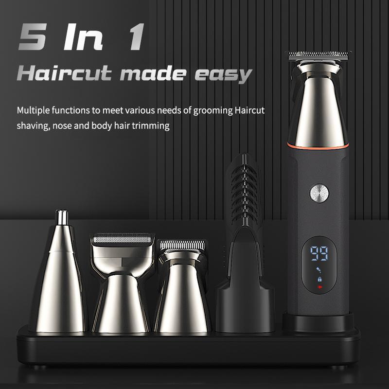 5 in 1 Electric Hair Trimmer Kit, 1 Box Waterproof Electric Hair Clipper, Multifunctional Hair Trimmer, Professional Hair Trimmer for Home & Salon Use, Christmas Gift, Fall Essentials, Ideal Winter Gift