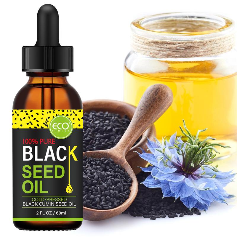 ECO FINEST Black Seed Oil - 3 Times Thymoquinone, 100% Turkish Black Cumin Seed Oil, Liquid Pure Blackseed Oil,  Skincare Skin Repair Serums Comfort