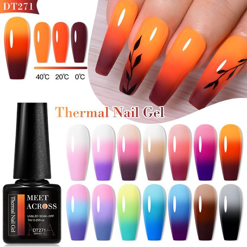 Thermal Gel Nail Polish Set, 6 Counts set Brown Gray Temperature Changes Color UV Glitter Nail Gel, Soak Off Gel, Nail Art & Nail Polish for Women & Girls