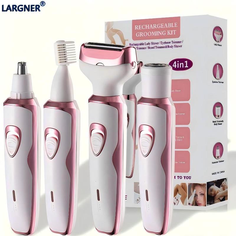 4 in 1 Electric Shaver, 1 Box Rechargeable Electric Nose & Eyebrow & Body Trimmer, Multifunctional Body Hair Trimmer for Women, Body Beauty Instrument