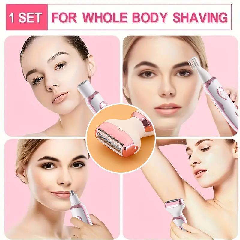 4 in 1 Electric Shaver, 1 Box Rechargeable Electric Nose & Eyebrow & Body Trimmer, Multifunctional Body Hair Trimmer for Women, Body Beauty Instrument