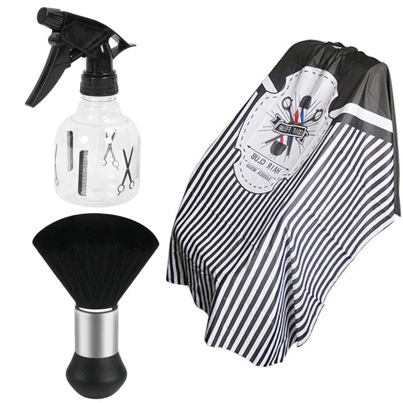 Hair Styling Tool Set, 1 Barber Cape & 1 Hair Spray Bottle & 1 Neck Duster Brush, Hair Styling Accessories For Salon & Barber