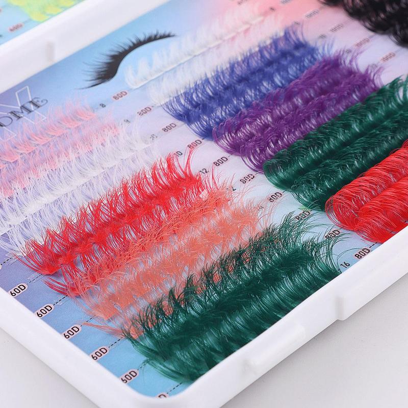 Colorful Mixed Length Individual False Eyelashes, 570pcs set Natural Look Eyelash Extensions, Self Grafting Curl Eyelashes, Eye Makeup Enhancement