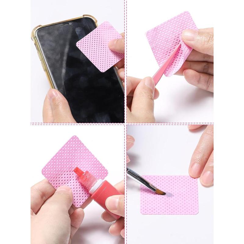 Lint Free Nail Wipes, 400 PCS Non-Woven Fabric Nail Cleaning Pads Pink Lash Extensions Glue Cleaning Wipes Nail Salon Supplies (400 PCS)